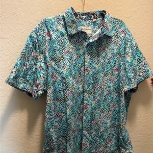 Robert Graham Multi Colored Checkered Men's Short Sleeve  Shirt Size 3XL